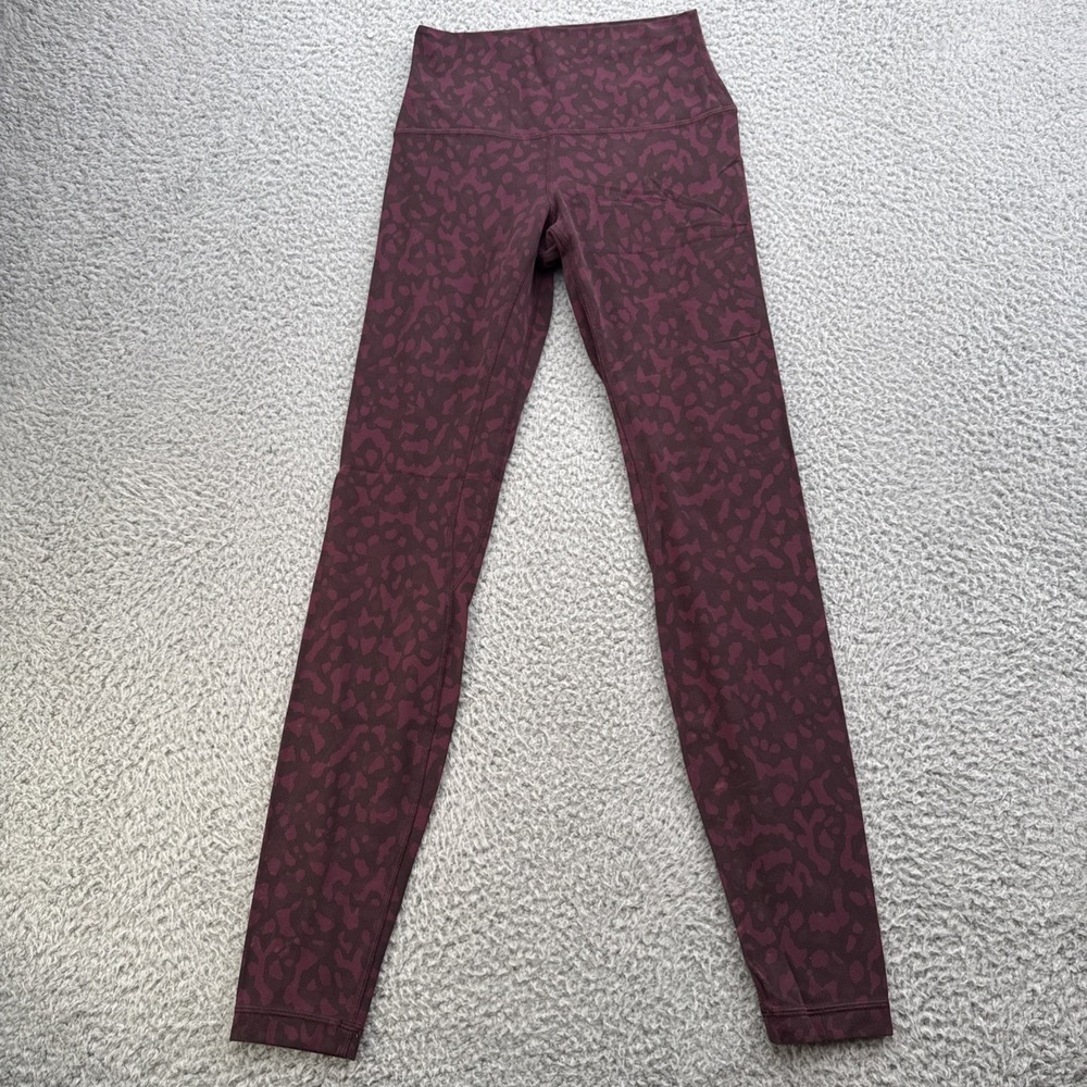 Lululemon Align Leggings Womens 4 Burgundy Camo High Waist Yoga Workout Pant